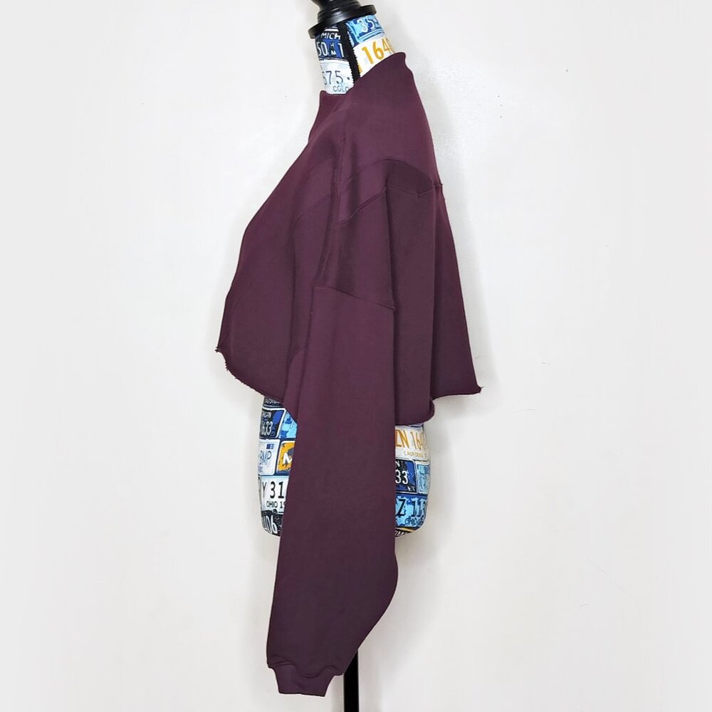 JOAH BROWN Half Zip Crop Pullover Sweatshirt Highneck Athleisure Plum Purple S/M - Picture 4 of 13